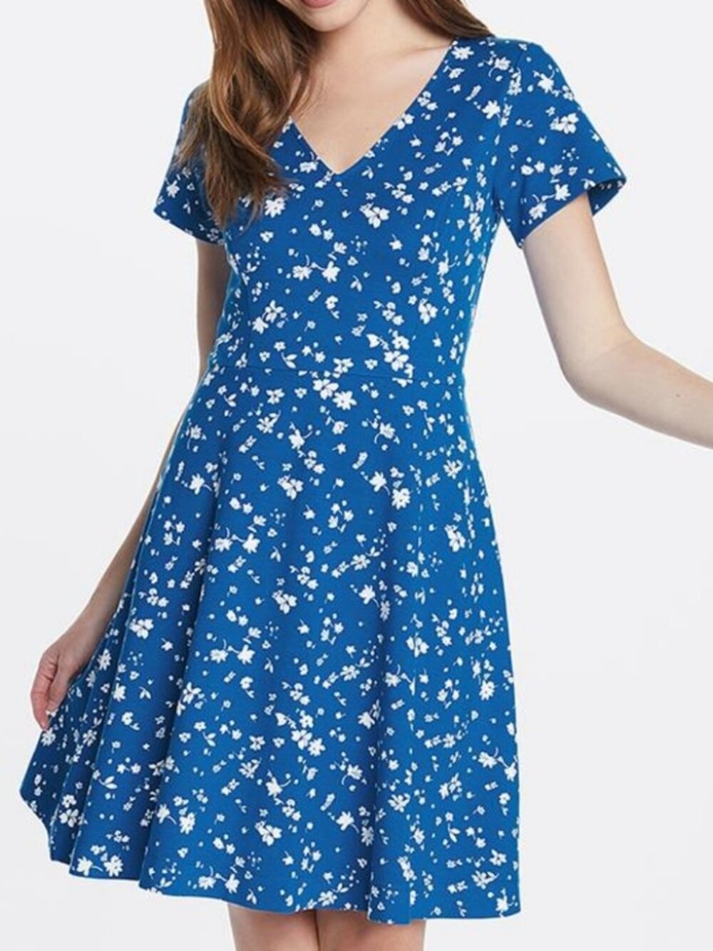 Draper James Short Sleeved Ponte Floral Dress | Blue Size S